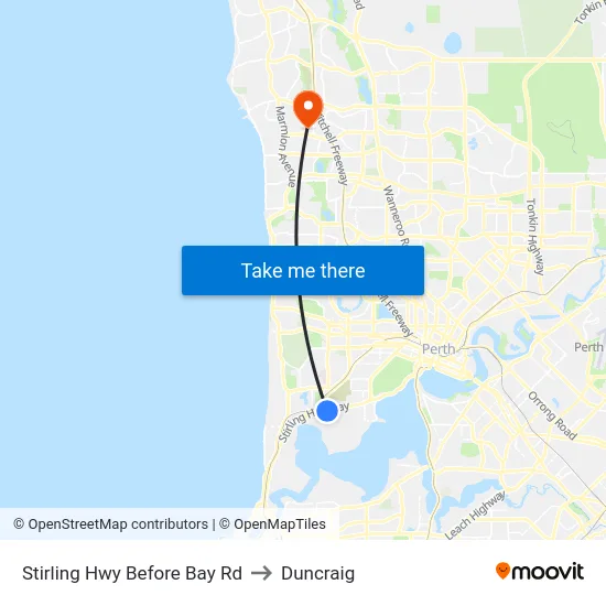 Stirling Hwy Before Bay Rd to Duncraig map