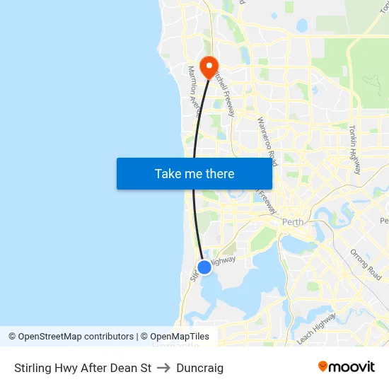 Stirling Hwy After Dean St to Duncraig map