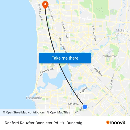 Ranford Rd After Bannister Rd to Duncraig map