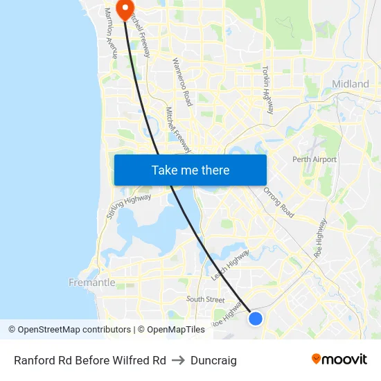 Ranford Rd Before Wilfred Rd to Duncraig map