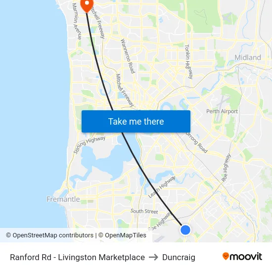 Ranford Rd - Livingston Marketplace to Duncraig map