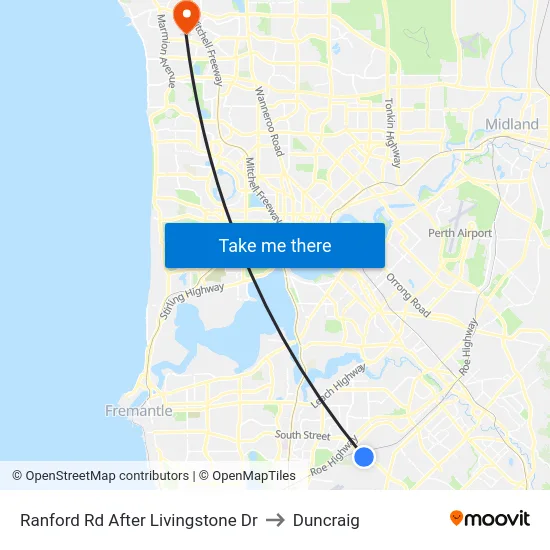 Ranford Rd After Livingstone Dr to Duncraig map