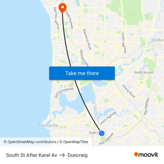 South St After Karel Av to Duncraig map