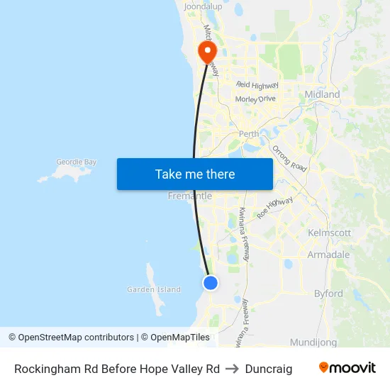Rockingham Rd Before Hope Valley Rd to Duncraig map