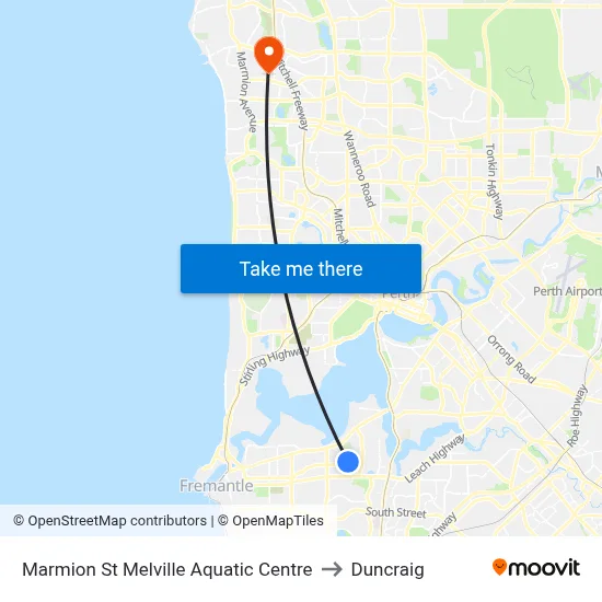 Marmion St Melville Aquatic Centre to Duncraig map