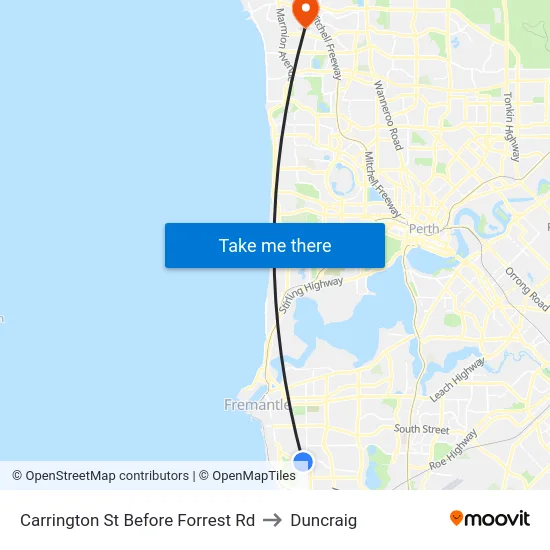Carrington St Before Forrest Rd to Duncraig map