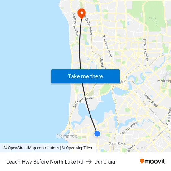 Leach Hwy Before North Lake Rd to Duncraig map
