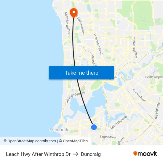 Leach Hwy After Winthrop Dr to Duncraig map