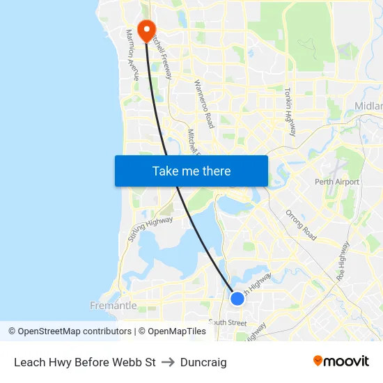Leach Hwy Before Webb St to Duncraig map