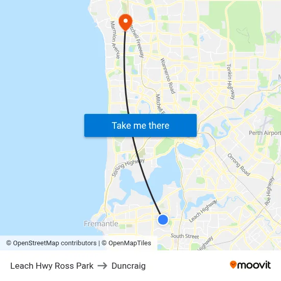 Leach Hwy Ross Park to Duncraig map