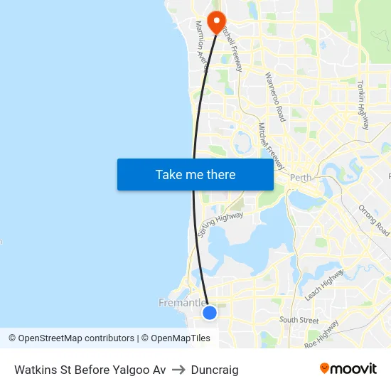 Watkins St Before Yalgoo Av to Duncraig map