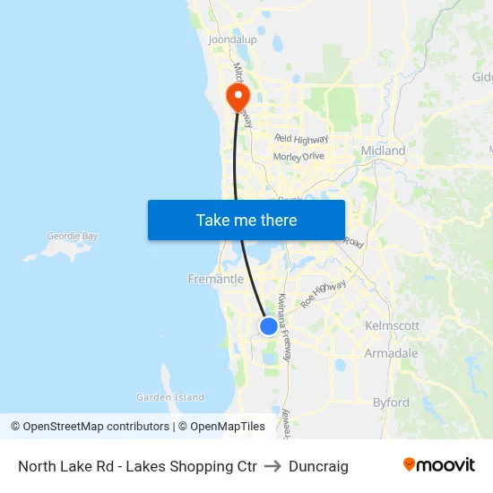 North Lake Rd - Lakes Shopping Ctr to Duncraig map