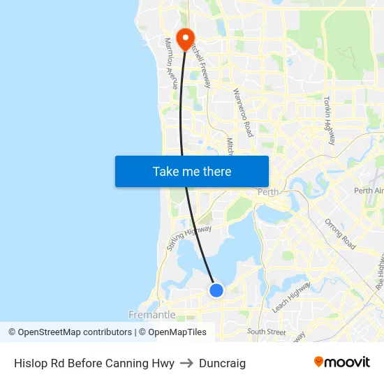 Hislop Rd Before Canning Hwy to Duncraig map