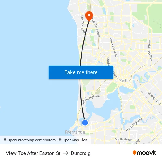 View Tce After Easton St to Duncraig map