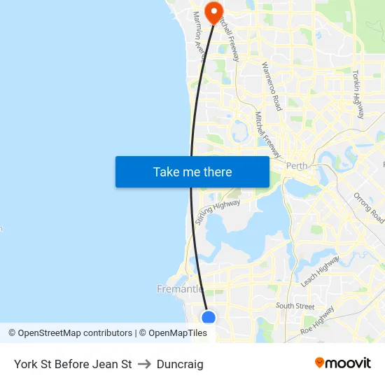 York St Before Jean St to Duncraig map