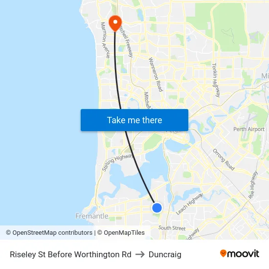 Riseley St Before Worthington Rd to Duncraig map
