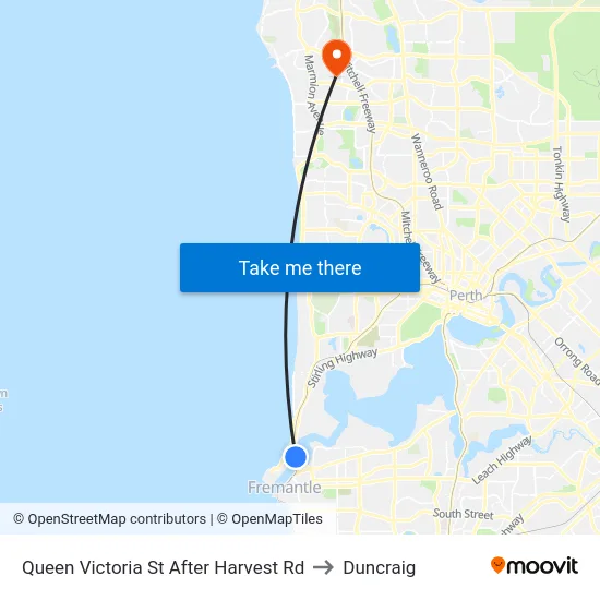 Queen Victoria St After Harvest Rd to Duncraig map