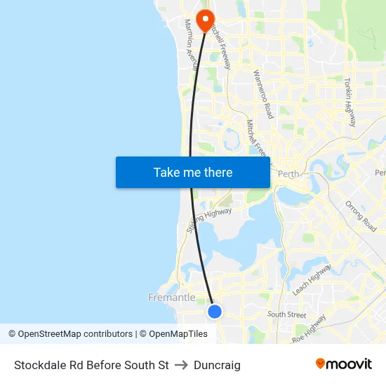 Stockdale Rd Before South St to Duncraig map