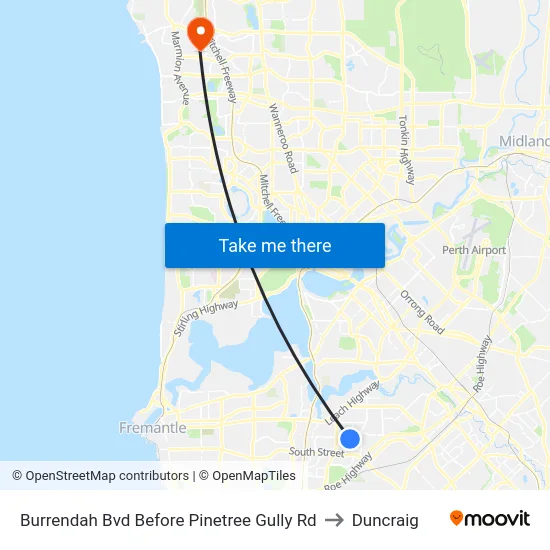 Burrendah Bvd Before Pinetree Gully Rd to Duncraig map