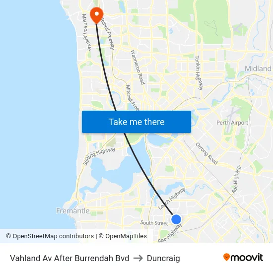 Vahland Av After Burrendah Bvd to Duncraig map