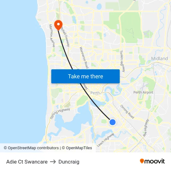 Adie Ct Swancare to Duncraig map