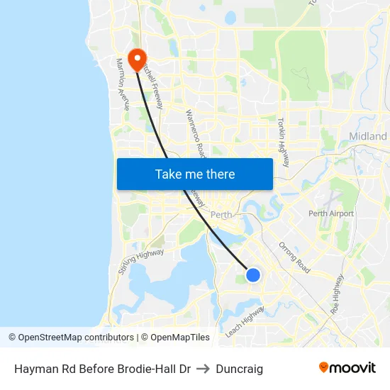 Hayman Rd Before Brodie-Hall Dr to Duncraig map