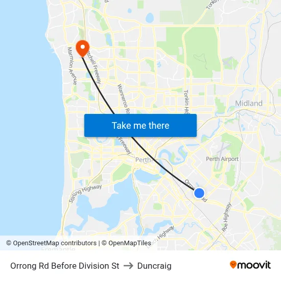 Orrong Rd Before Division St to Duncraig map