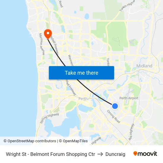 Wright St - Belmont Forum Shopping Ctr to Duncraig map