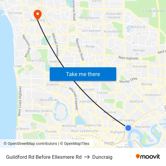 Guildford Rd Before Ellesmere Rd to Duncraig map