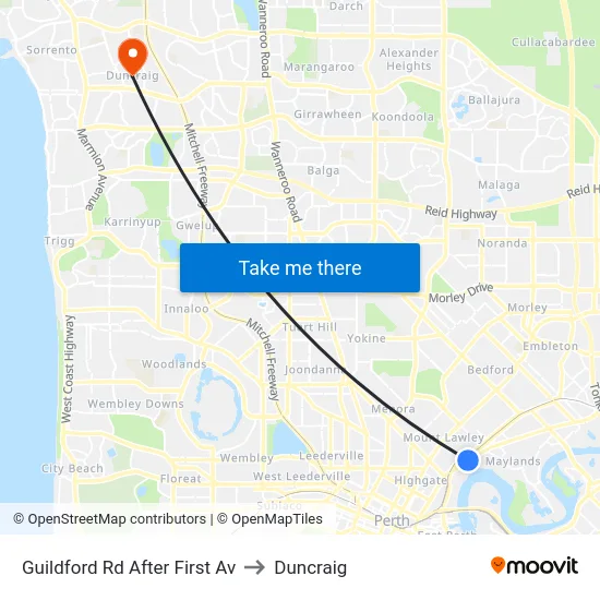 Guildford Rd After First Av to Duncraig map