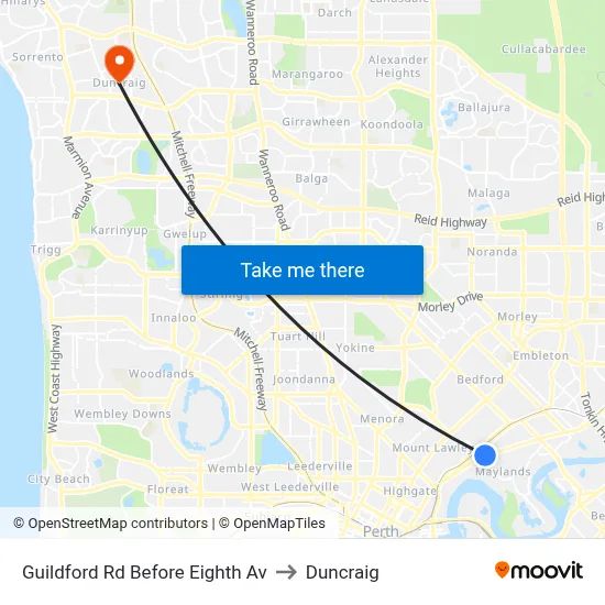Guildford Rd Before Eighth Av to Duncraig map