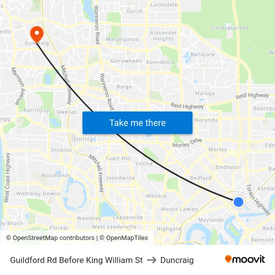Guildford Rd Before King William St to Duncraig map