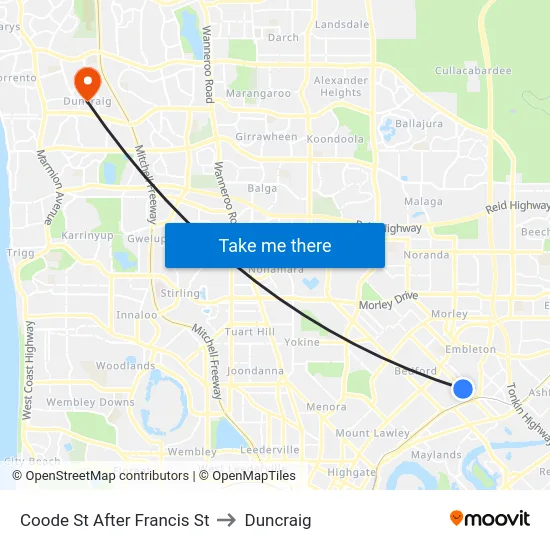 Coode St After Francis St to Duncraig map