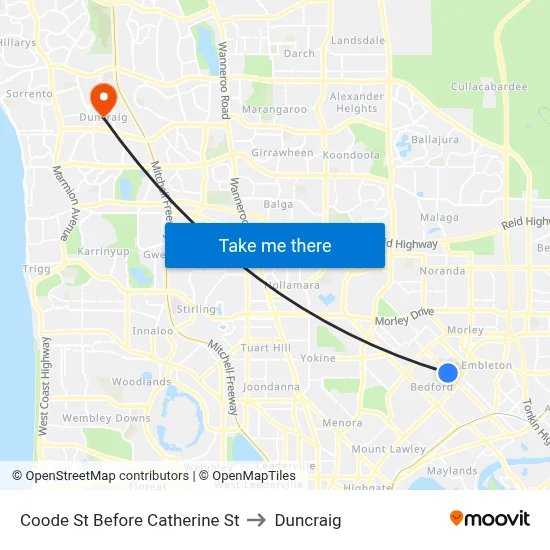 Coode St Before Catherine St to Duncraig map