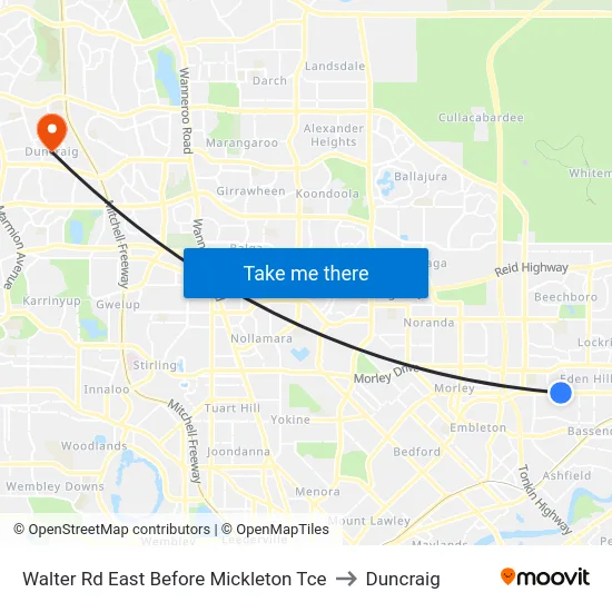 Walter Rd East Before Mickleton Tce to Duncraig map
