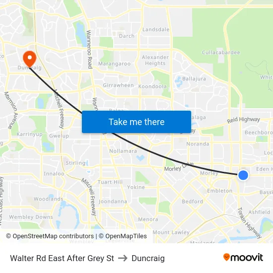 Walter Rd East After Grey St to Duncraig map