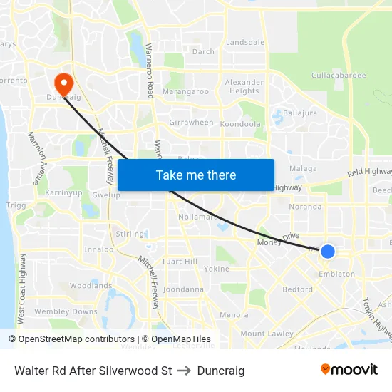 Walter Rd After Silverwood St to Duncraig map