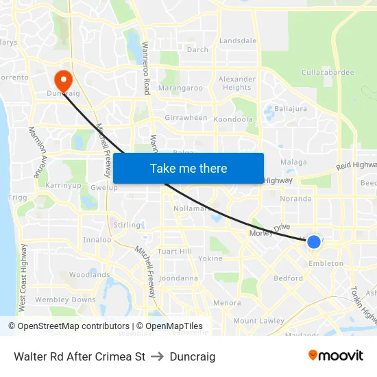 Walter Rd After Crimea St to Duncraig map