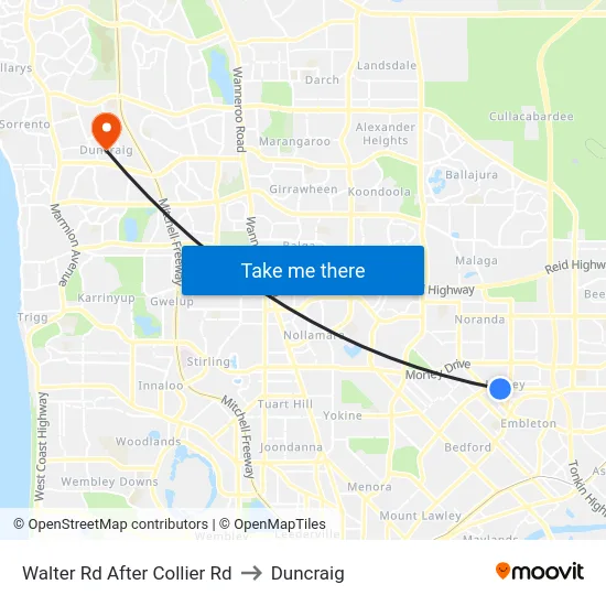 Walter Rd After Collier Rd to Duncraig map