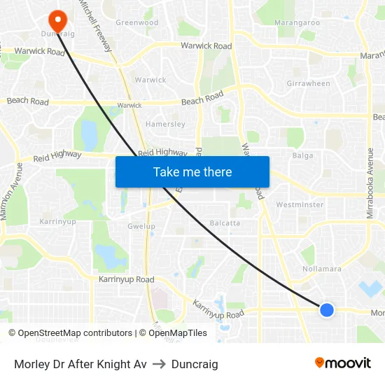 Morley Dr After Knight Av to Duncraig map