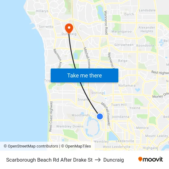 Scarborough Beach Rd After Drake St to Duncraig map