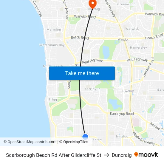 Scarborough Beach Rd After Gildercliffe St to Duncraig map