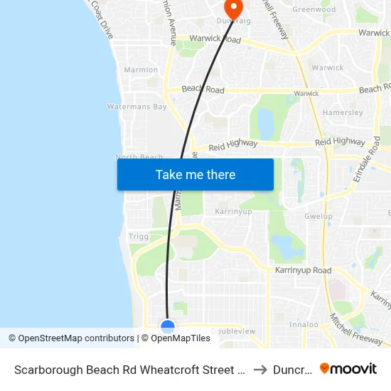 Scarborough Beach Rd Wheatcroft Street Cat Id 18 to Duncraig map