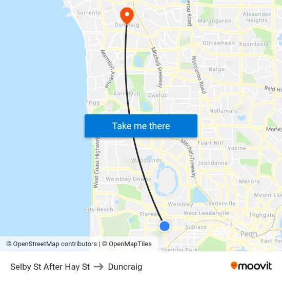 Selby St After Hay St to Duncraig map