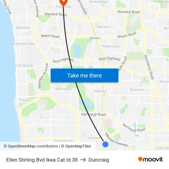 Ellen Stirling Bvd Ikea Cat Id 38 to Duncraig map