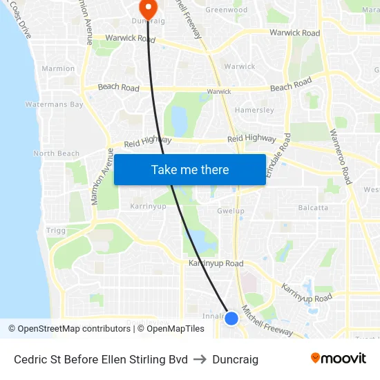 Cedric St Before Ellen Stirling Bvd to Duncraig map