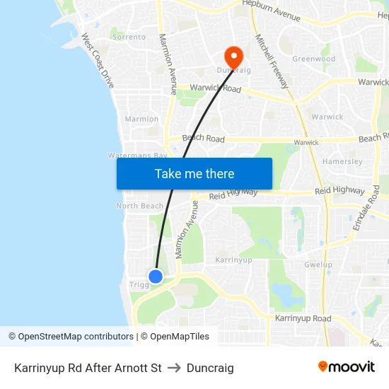 Karrinyup Rd After Arnott St to Duncraig map
