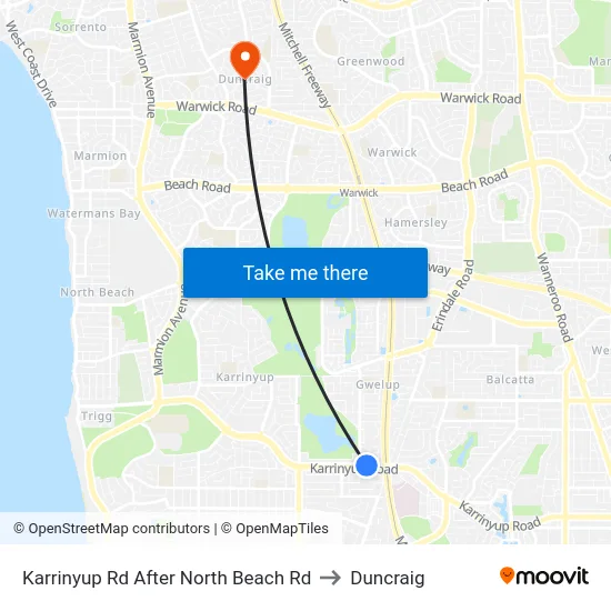 Karrinyup Rd After North Beach Rd to Duncraig map