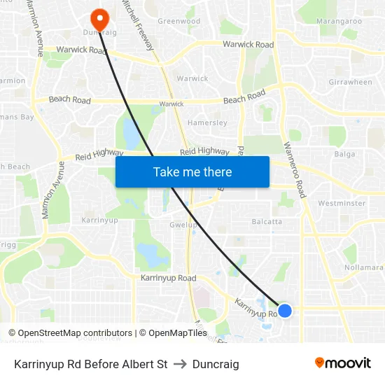 Karrinyup Rd Before Albert St to Duncraig map