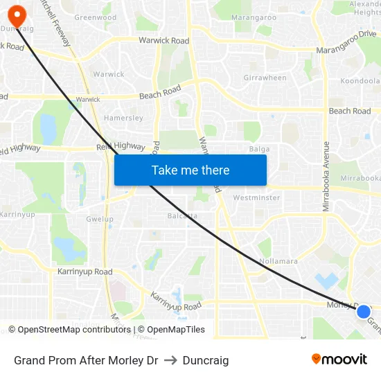 Grand Prom After Morley Dr to Duncraig map